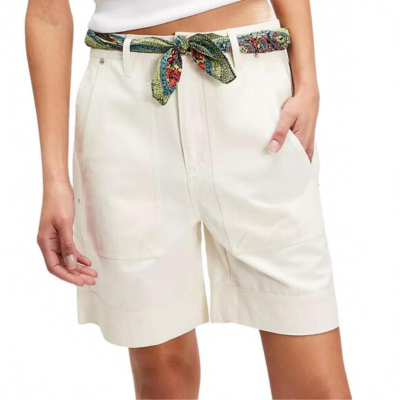 NEW FREE PEOPLE women's we the free milo carpenter shorts in clean ivory